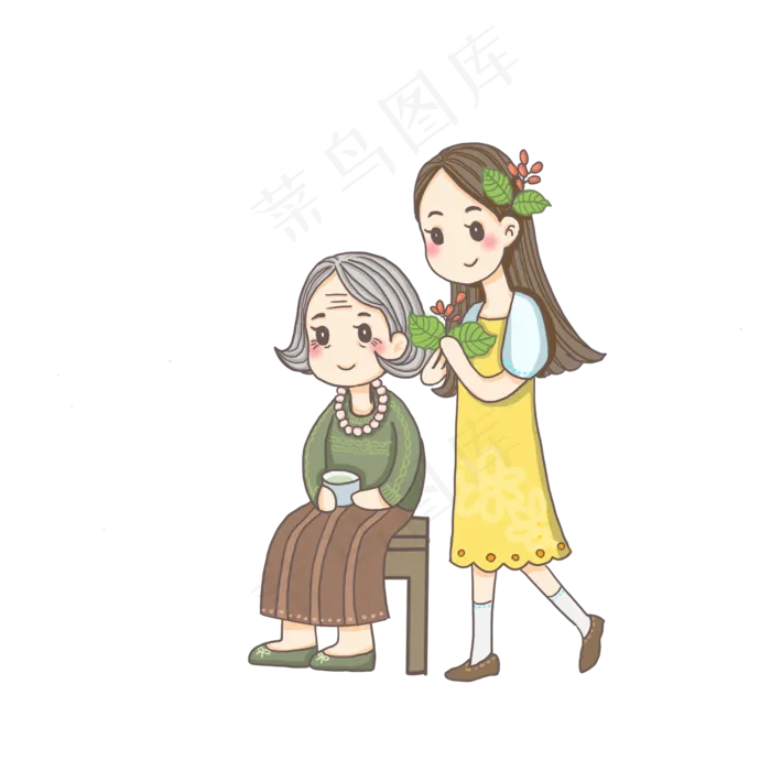 重阳节母女茱萸png,免抠元素