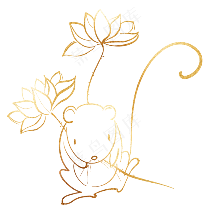 烫金中国风鼠年,免抠元素