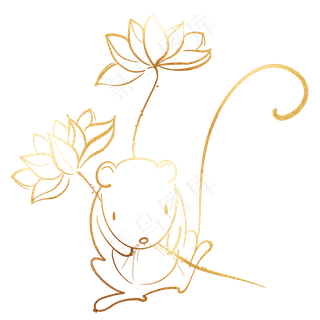 烫金中国风鼠年,免抠元素