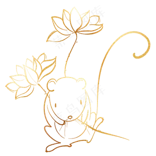 烫金中国风鼠年,免抠元素