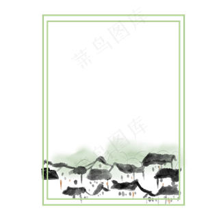 清明节边框水彩房屋免抠