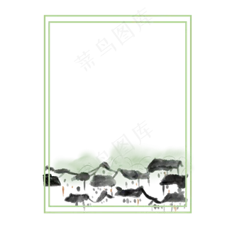清明节边框水彩房屋免抠