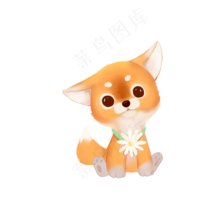小花柴犬小狗可爱手绘,免抠元素(2000*2000px)psd模版下载