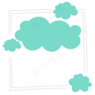 装饰线框相框线条云朵绿色电商6