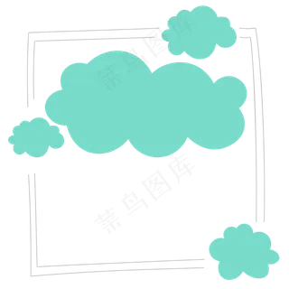 装饰线框相框线条云朵绿色电商6