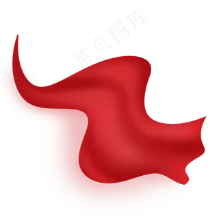 大红色建党节红丝绸彩带丝带飘带,免抠元素