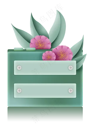 春天立体绿色花朵文本框