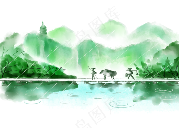 春天雨水节气,免抠元素