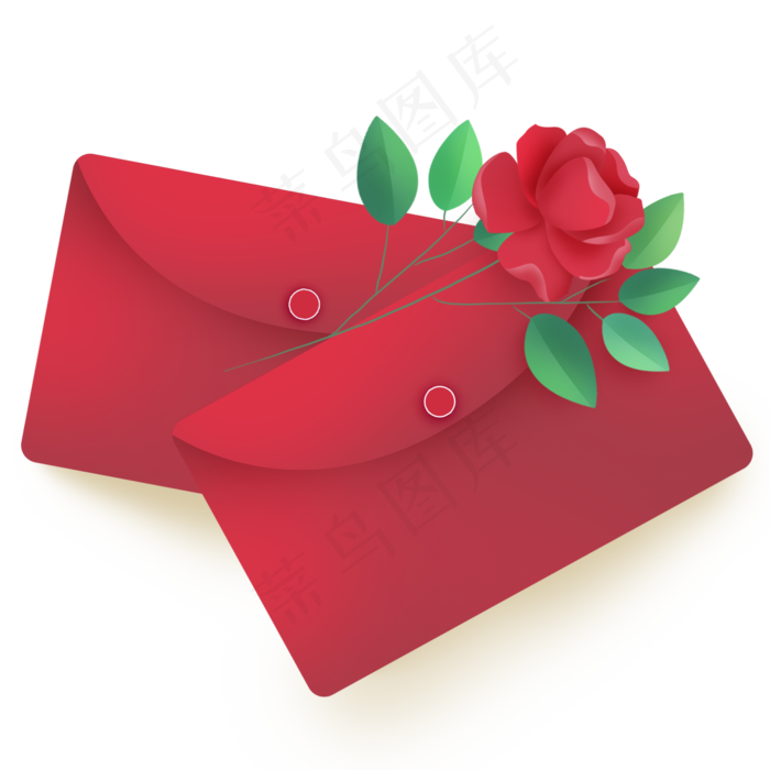 红色信封和红色玫瑰花