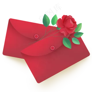红色信封和红色玫瑰花