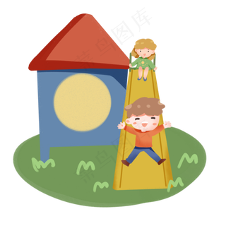 卡通六一儿童节小孩子玩游戏