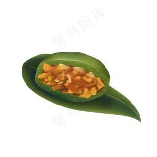 清明节叶片上的一个青团