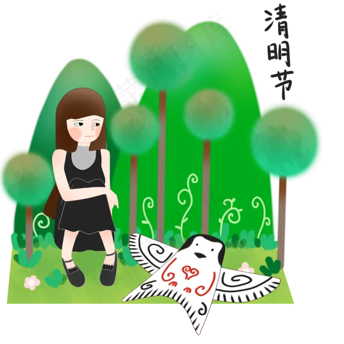 清明节人物和风筝