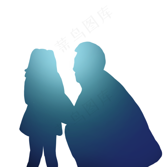 父亲与女儿对话渐变剪影