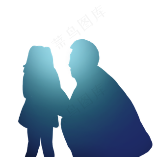 父亲与女儿对话渐变剪影