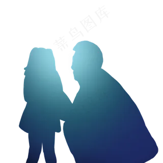 父亲与女儿对话渐变剪影