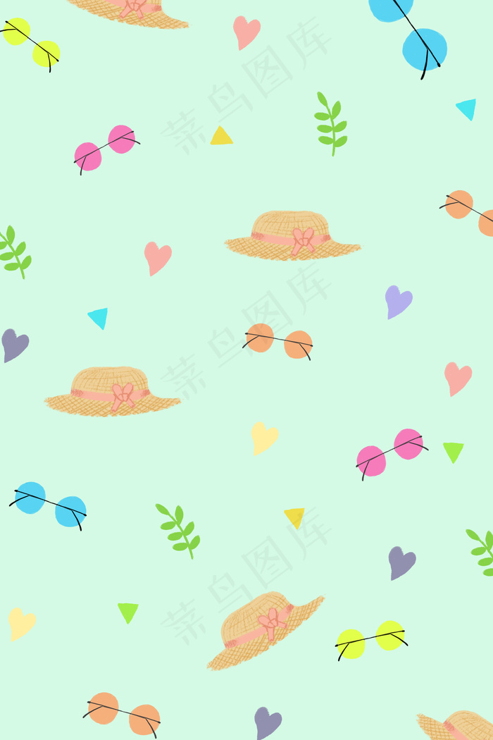 手账夏日凉帽墨镜背景