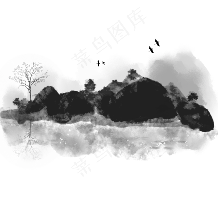 水墨大山大河风景
