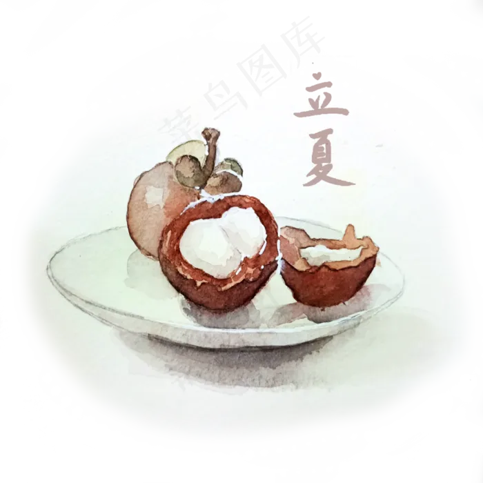 立夏水彩山竹装饰图(3456X3456(DPI:72))psd模版下载