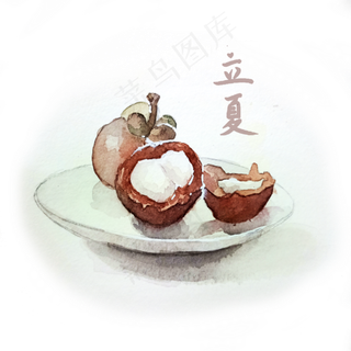 立夏水彩山竹装饰图