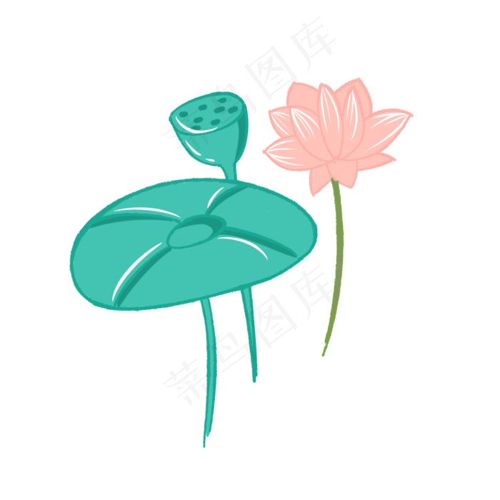 粉色荷花图案插图(2000X2000(DPI:300))psd模版下载