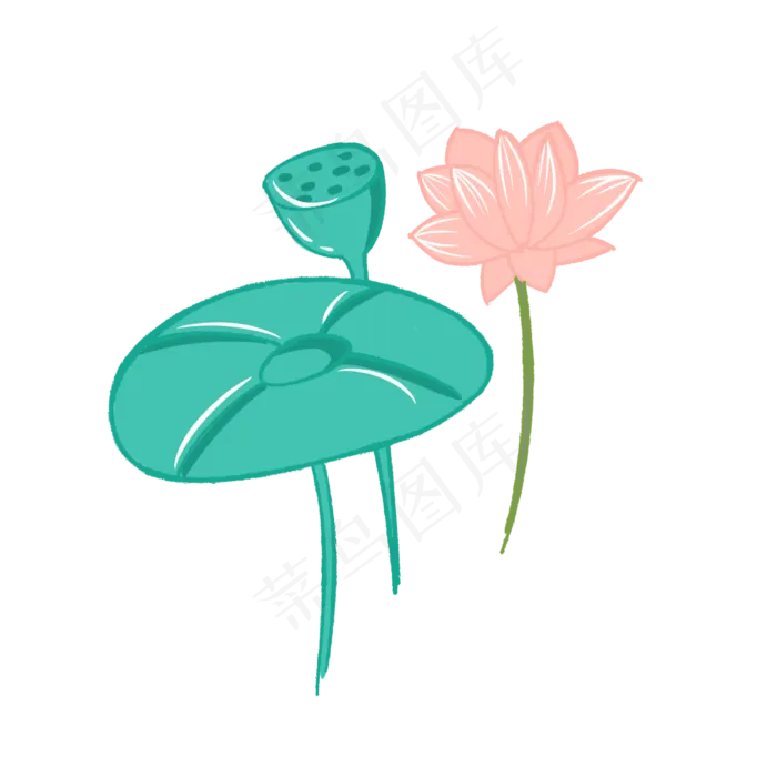 粉色荷花图案插图(2000X2000(DPI:300))psd模版下载