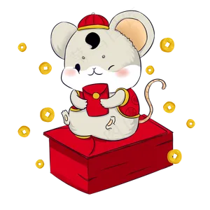 2020鼠年可爱老鼠抱红包,免抠元素