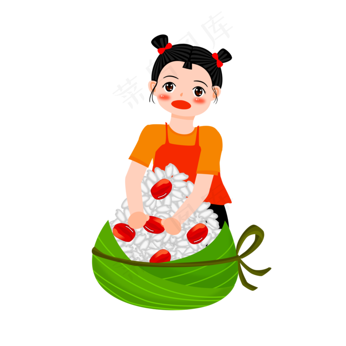 免扣卡通粽子女孩