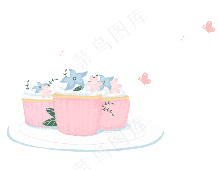 纸杯甜点蛋糕手绘插画