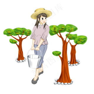 植树节浇树的小女孩