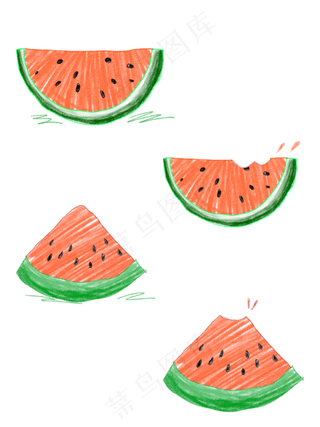 夏天清凉蜡笔西瓜元素PNG,免抠元素