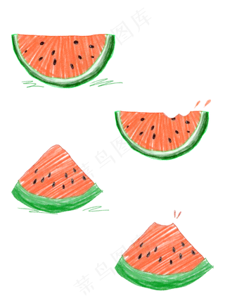 夏天清凉蜡笔西瓜元素PNG,免抠元素