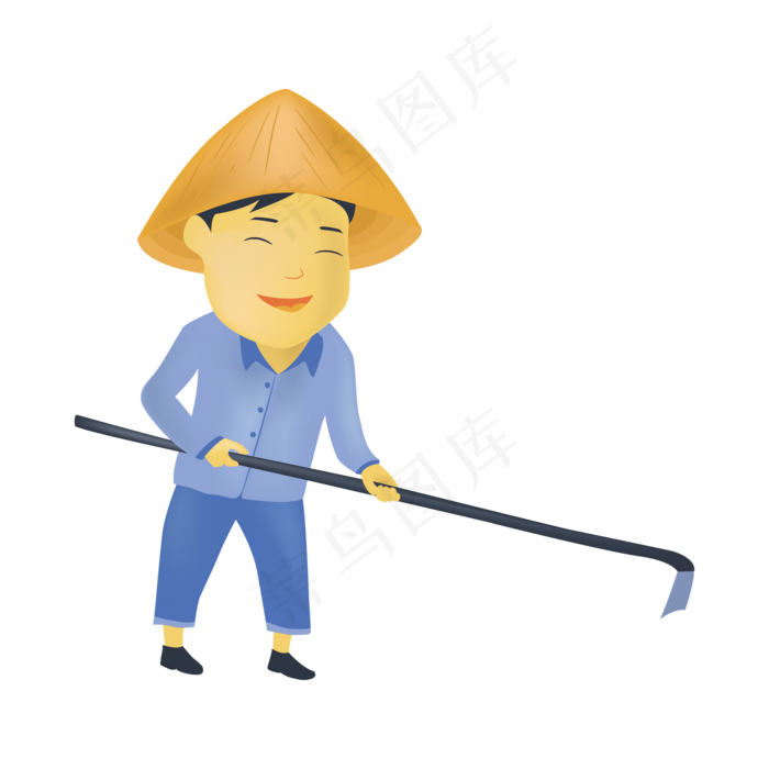 卡通手绘芒种锄地的农民