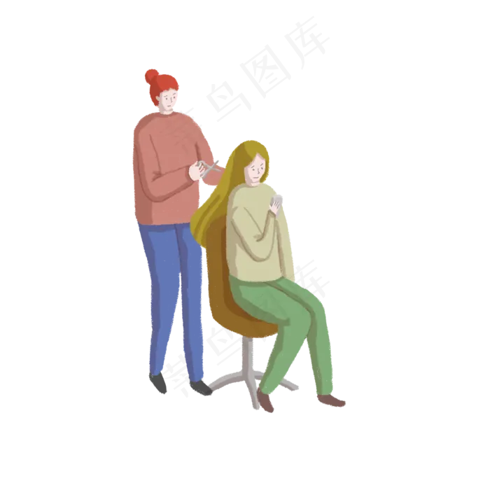 2月2龙抬头姑娘理发PNG,免抠元素(2000X2000(DPI:300))psd模版下载