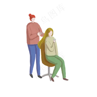 2月2龙抬头姑娘理发PNG,免抠元素