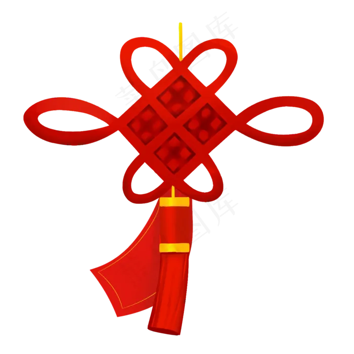 手绘红色中国结,免抠元素
