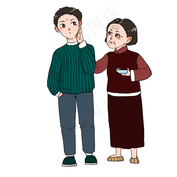 端午节节日习俗点雄黄酒的祖孙俩