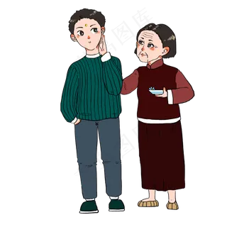 端午节节日习俗点雄黄酒的祖孙俩