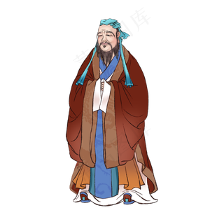 古风人物孔子站立画像,免抠元素