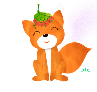 微笑乖巧小狐狸装饰元素