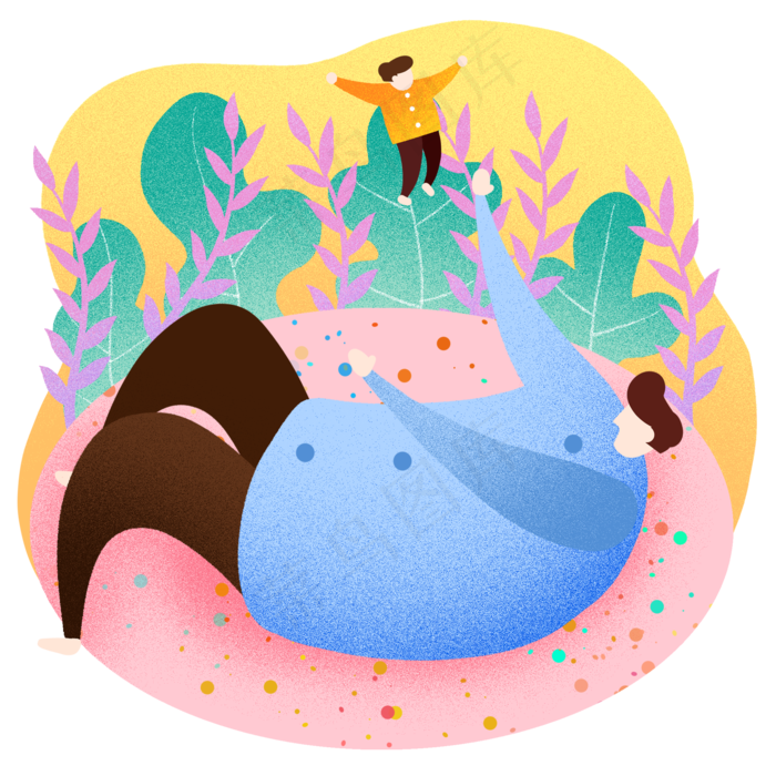 父亲节举高高插画