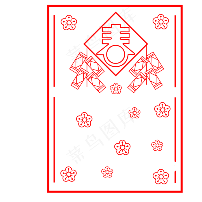 红色的爆竹边框插画,免抠元素