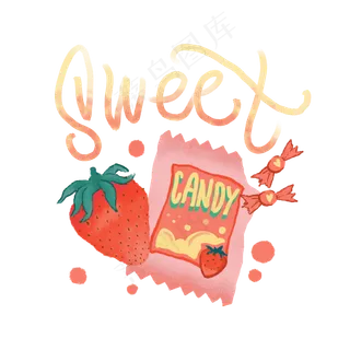 草莓涂鸦糖果潮街头食物装饰PNG