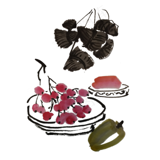 端午节水墨粽子梅子