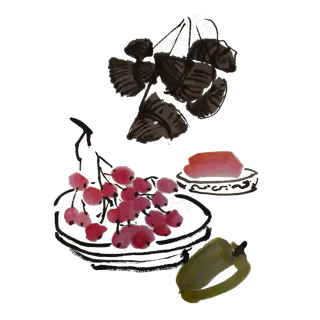 端午节水墨粽子梅子