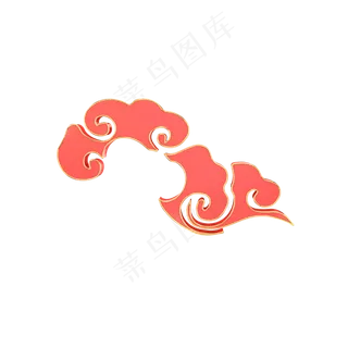 红色金色中国风祥云,免抠元素