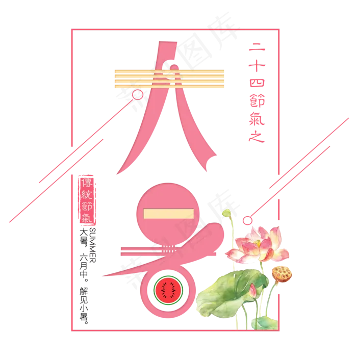 二十四节气大暑艺术字免扣PNG(2000X2000(DPI:300))psd模版下载