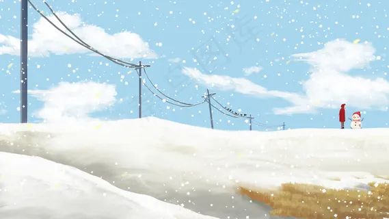 冬至大雪节日节气唯美手绘冬天雪人 冬至大雪节日节气唯美手绘冬天雪人