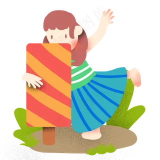 夏天小女孩大冰棒