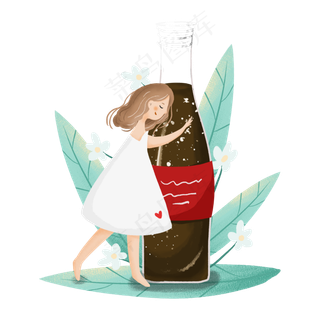 抱着可乐的女孩